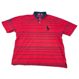 Polo Ralph Lauren uomo taglia 5XL Big Pony W Big 3 rossa con righe blu navy manica corta - Foto 1 di 11