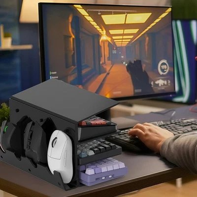 Desktop Acrylic Keyboard Stand 3 Layers Storage Rack for Keyboard Mouse - Image 1 of 4