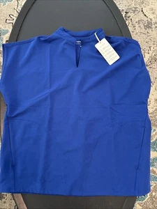 Mandala Scrub Top Medium Women Blue Short Sleeve Technology Pocket Uniform Shirt - Picture 1 of 5