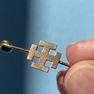Vintage massive 9 kt Gold 375 starke Kreuz Stab Brosche (g) - Bild 1 von 8