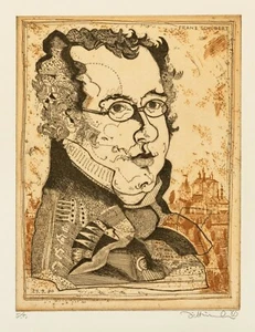 Simon Dittrich/Farbradierung/ 1980 /Franz Schubert e.a. Exemplare/ handsigniert - Picture 1 of 2