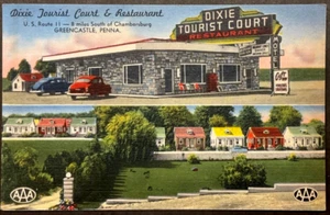 Greencastle PA Colorful Linen Dixie Tourist Court   SHIPS FREE - Picture 1 of 2