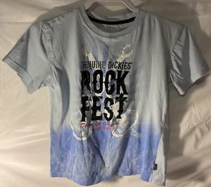 Boys Genuine Dickies Rock Fest blue short sleeve shirt Size Large F10 - Picture 1 of 5