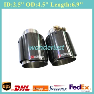 1PCS Carbon Fiber Exhaust Tip 63mm Inlet/114mm outlet Car Akrapovic Muffler Pipe - Foto 1 di 8