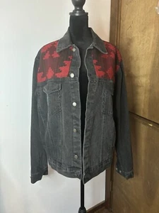 Woolrich Women’s Vintage Black Denim Navajos Print Wool Jacket Cowgirl Aztec - Picture 1 of 22