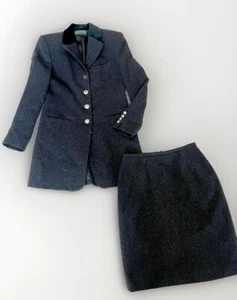 Lauren Ralph Lauren Vintage Gray Wool Skirt Long Jacket Suit Set Sz 4 Equestrian - Picture 1 of 19