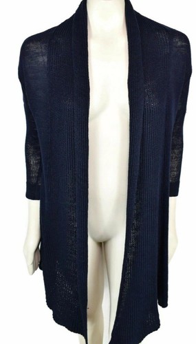 Cardigan donna Tory Burch taglia XS a maglia stretta maglione aperto anteriore manica lunga blu
