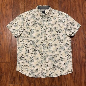 J Crew Mens Button Up Shirt L White Hawaiian Short Sleeve Pocket Lightweight - Picture 1 of 17