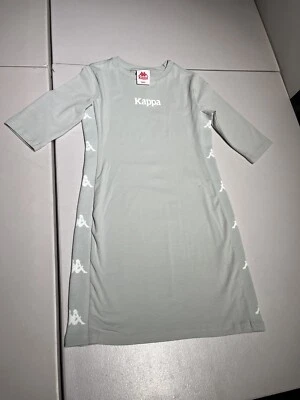 Vestido Kappa Para Mujer Pequeño Gris Blanco Calce Piel Logo Borde Algodón Bodycon Foto 1 de 4
