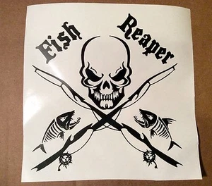 Calcomanía de pescador, calcomanía de segadora de peces negra mate.  - Imagen 1 de 2