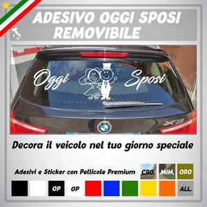 ADESIVO STICKER SCRITTA OGGI SPOSI PERSONAGGI LUNOTTO REMOVIBILE MATRIMONIO AUTO - Imagen 1 de 1