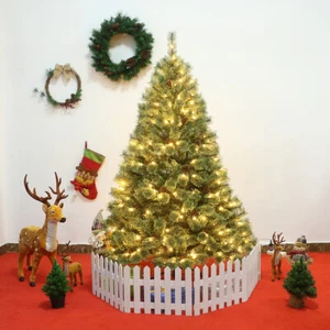 6Ft Pre-Lit PVC Artificial Carolina Pine Tree Pre-strung 260 LED White Lights - Picture 1 of 6