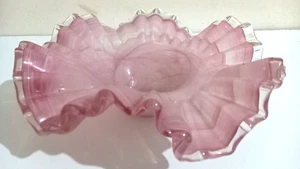 Pink Glass Dish - Floral, Ruffled Bowl - 9", Vintage - Picture 1 of 4