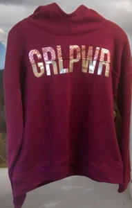 Xersion Womens Hoodie Sweatshirt Berry Red Girl Power Long Sleeve Size 3XL - Picture 1 of 5