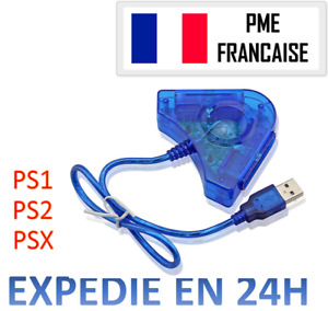 Adaptateur USB Manette PS1 PSX PS2 pour PC PlayStation 2 Multijoueur 2 ports 