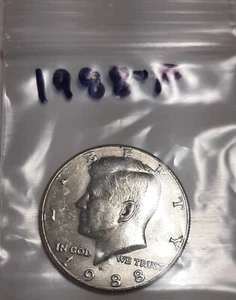 1988-P Kennedy Half Dollar, Circulated but NICE ! - Bild 1 von 2