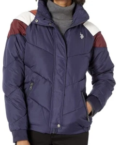 NWT U.S. Polo Assn. Puffer Jacket with Corduroy Evening Blue Size M - Picture 1 of 2