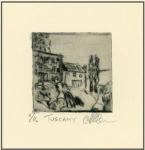 TUSCANY ITALY Original Impressionist ETCHING Signed Numbered LIMITED-EDITION. - Picture 1 of 1