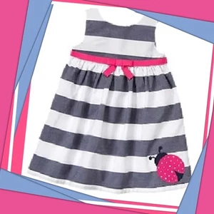 NWT 2T Gymboree CAPE COD CUTIE chambray STRIPED ladybug SUN DRESS Hot Pink - Picture 1 of 3