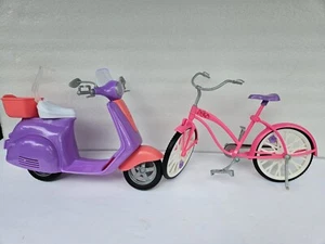 2016 Mattel Barbie rosa Fahrrad lila Roller Moped Vespa für 12 Zoll Puppen - Bild 1 von 11