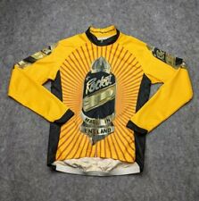 Retro Rocket Cycling Jersey Mens Medium Yellow Full Zip Long Sleeve