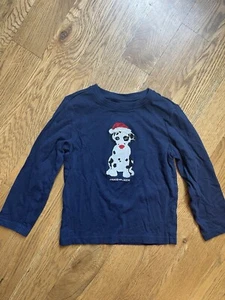 Janie and Jack Embroidered Holiday Dog Dalmation Long Sleeve T-Shirt Size 4 - Picture 1 of 4