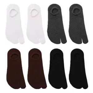 4 Pairs Womens No Show Socks Cotton Tabi Men's Chic Non-slip - Picture 1 of 12