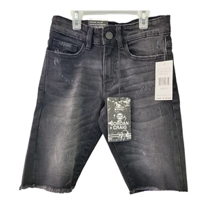 Jordan Craig Denim Shorts Kinder Edison Größe 8 schwarz Schatten abgenutzt ausgefranst - Bild 1 von 12