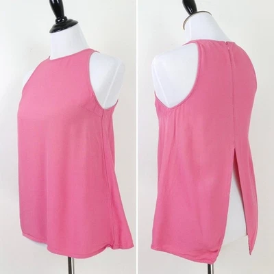 Topshop US 4 Milo Split Back Sleeveless Top Textured Pink - Image 1 of 4
