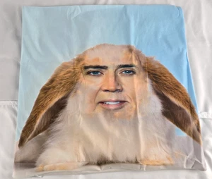 Nicholas Cage Funny Meme Bunny Pillowcase Double Sided 17.5 x 17.5 - Picture 1 of 3