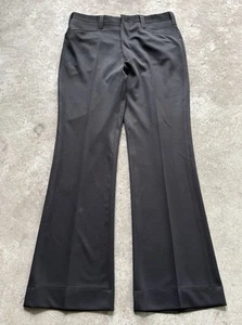 Vintage 70s Men’s Black Polyester Bootcut Flared Pants Slacks 32x32 Talon Zipper - Picture 1 of 17