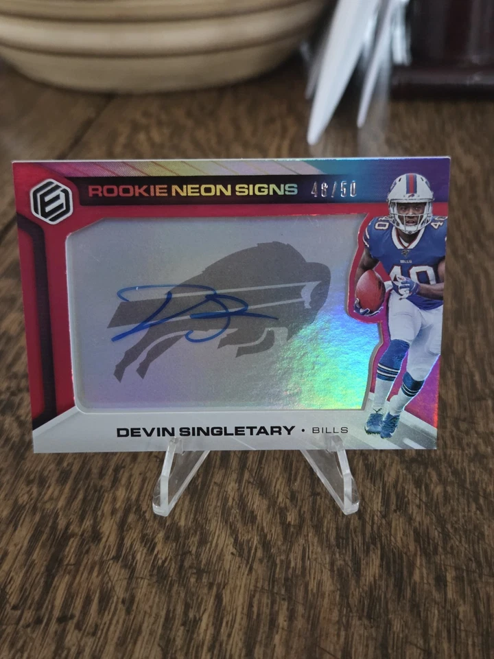 2019 Elements Rookie Neon Signs Devin Singletary Rc AUTO 48/50 Bills Giants - Image 1 of 4