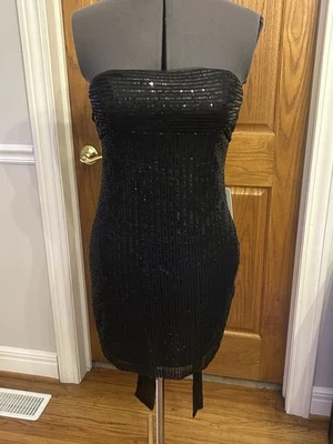 Women’s Black Sequin Prom Homecoming Formal Mini Dress Size 6 - Image 1 of 4