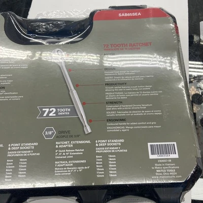 New Matco 65 Pc 1/4"&3/8" Dr 6. Metric Silver Eagle Gen. Svc. Set w/ Store Case - Image 1 of 4