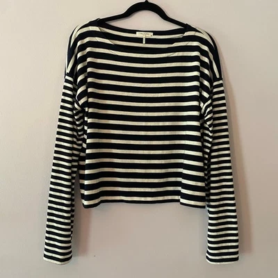 Suéter Rag & Bone New York Azul Marino Blanco Rayas Cuello Redondo Preppy Talla Mediana Foto 1 de 4