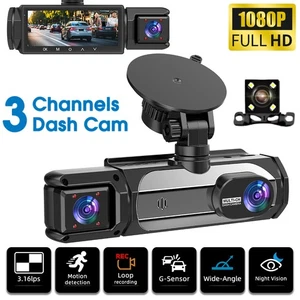 3-Kanal-Dashcam Auto Vorne Hinten und Innen Autokamera Nachtsicht G-Sensor 1080P - Bild 1 von 18