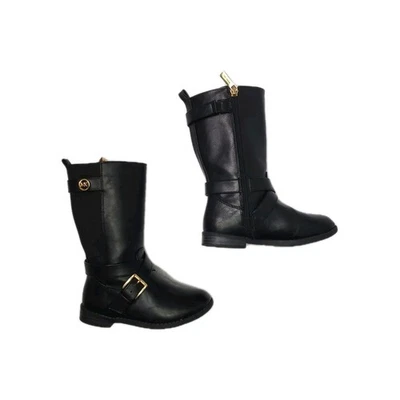 Michael Kors Niñas Finley Rory Botas Altas Imitación Cuero Negro EE. UU. Talla 10 Foto 1 de 4