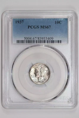 1937 MERCURY DIME PCGS MS67 PQ! - Image 1 of 2