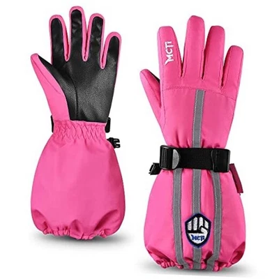  Kids Gloves Waterproof Winter Warm Snow Ski X-Small(Fits 7-9 years) Pink - Image 1 of 4