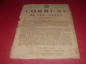 [VERSAILLES DIRECTOIRE  An VIII?] AFFICHE  37x50 Arret municipal EAUX FONTAINES - Imagen 1 de 11
