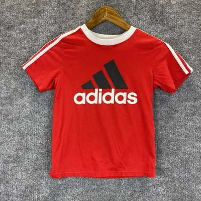 Adidas T-shirt Boys Small (8) Red And White Short Sleeve Regular Fit Athletic - Image 1 of 4