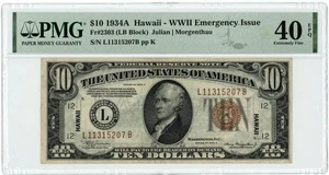 FR.2303 $10 1934A Hawaii WWII Emergency Issue FRN XF40 EPQ PMG 950560-1 - Picture 1 of 3