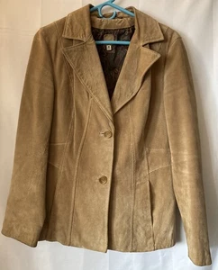 Giacca blazer Wilson's pelle Maxima scamosciata donna taglia M marrone chiaro difetto carriera - Foto 1 di 11