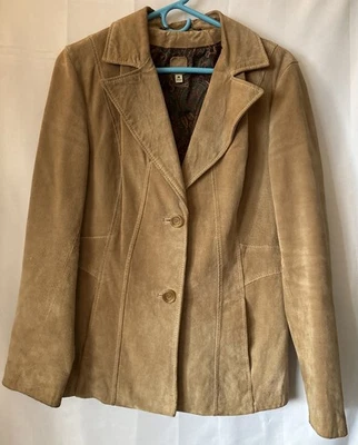 Chaqueta Blazer Wilson's Cuero Máxima Gamuza Mujer Talla M Tostada Defecto Carrera Foto 1 de 4