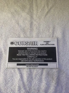 COX .049 CORSAIR AIRPLANE ASSEMBLY FLIGHT INSTRUCTION & PARTS MANUAL 1993 - Picture 1 of 5