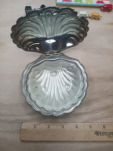 Vtg Silver Plated Shell Caviar Dish With Removable Glass Insert E & JL England - Picture 1 of 16