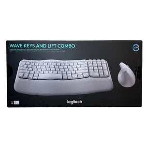 Logitech - Wave Keys and Lift Vertical Mouse Wireless Ergonomic Keyboard and ... - Picture 1 of 8