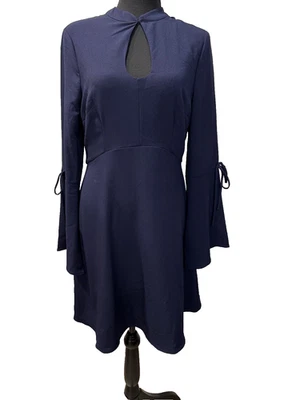 Vestido Whimsigoth eci New York Mangas Campana Azul Marino Carrera Cerradura Cuello Talla 6 Foto 1 de 4