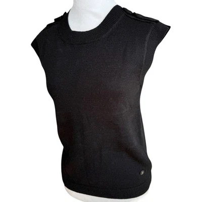 Chanel Black Wool Silk Cashmere Sweater Vest Logo Sz 36 S - Image 1 of 4