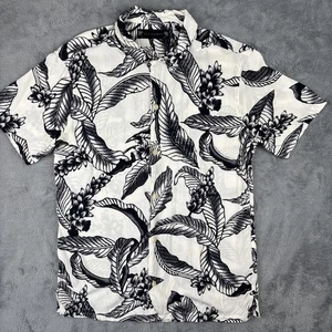 Camisa Allsaints Kahuna Manga Corta Floral Viscosa Hawaiana Blanca Negra Mediana - Imagen 1 de 8